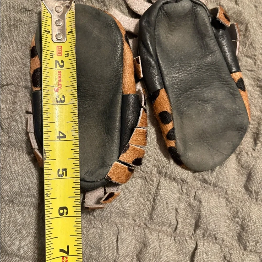 Genuine Calf Hair Infant Moccs • Leopard Print Soft‎ Sole Shoes (S4)